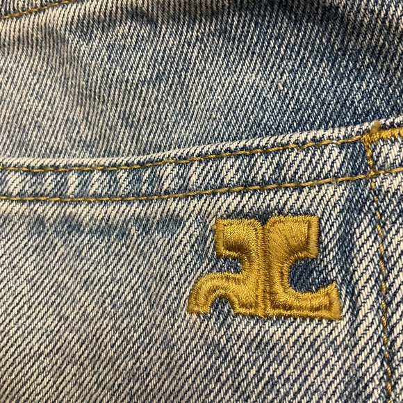 COURREGES LIGHT BLUE WASH FLARED DENIM JEANS - Picture 6 of 6